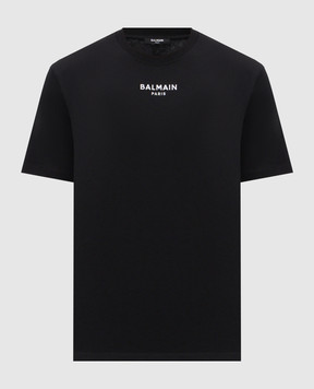 Balmain Чорна футболка з вишивкою логотипа FH0EG000BD18