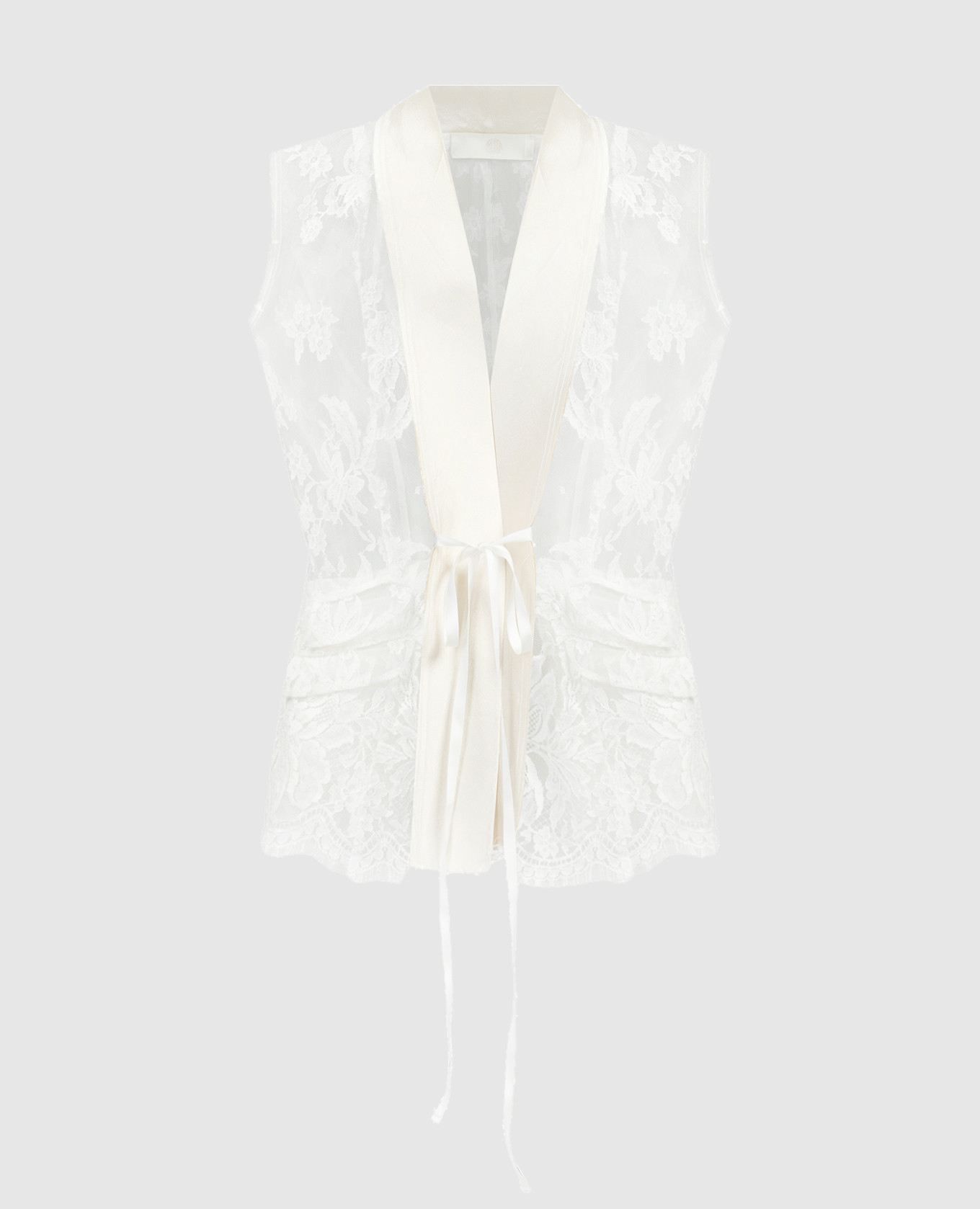 White vest with silk and lace