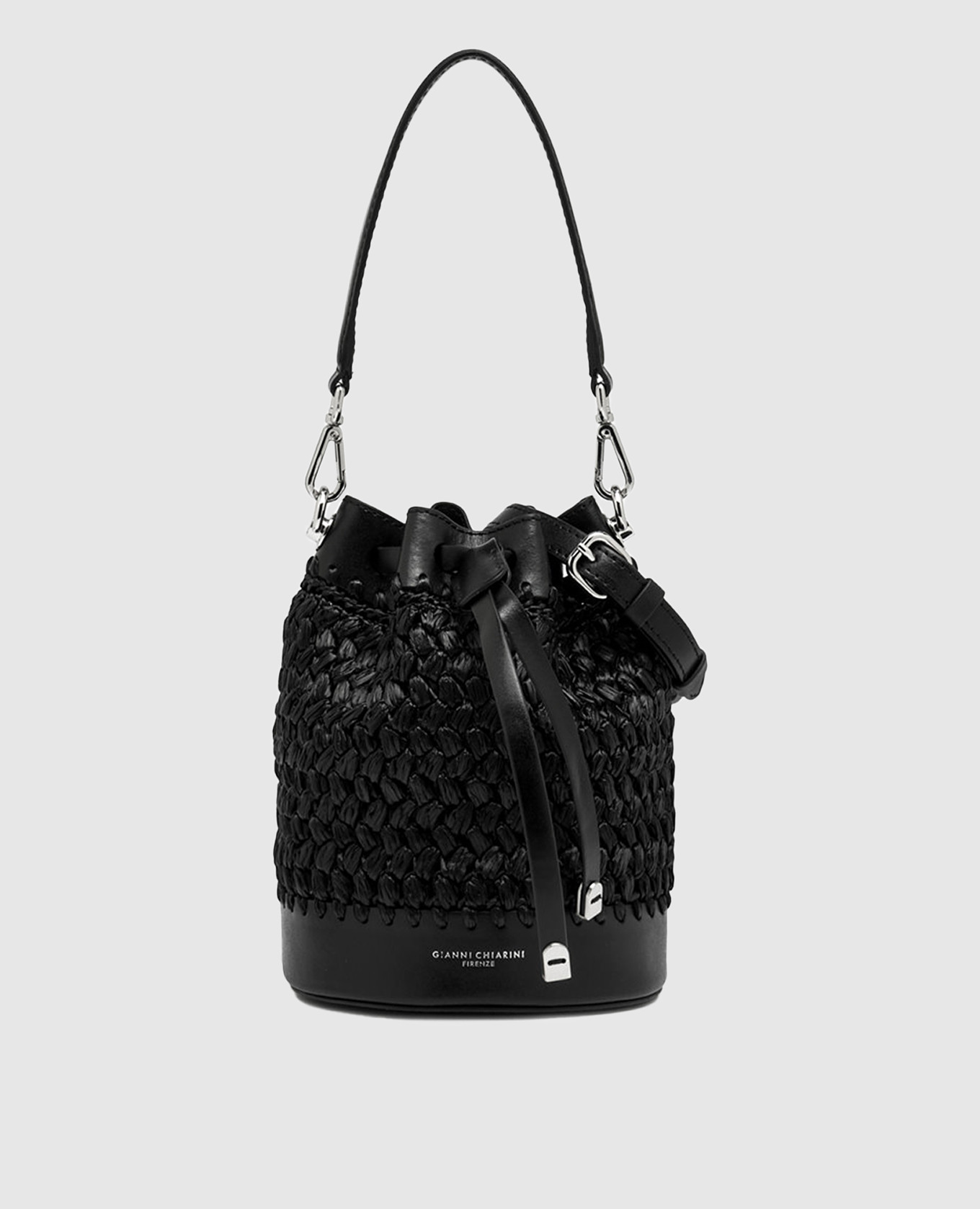 

Черная комбинированная сумка бакет-бег Natalia с рафией, Черный, Сумки через плечо