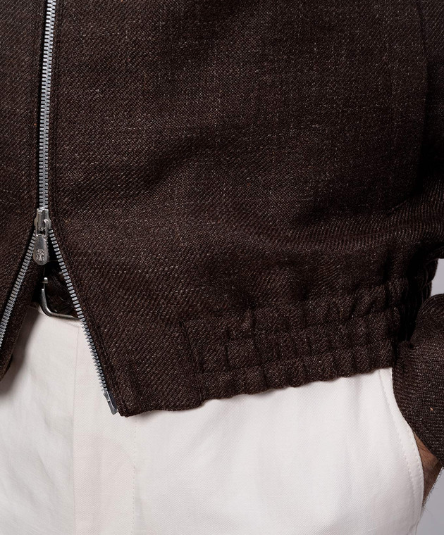 Brunello Cucinelli Коричневая куртка из льна, шерсти и шелка MW4826509 изображение 5