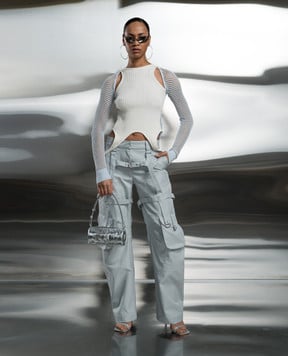 Off-White Блакитний ажурний топ OWHT023S24KNI001