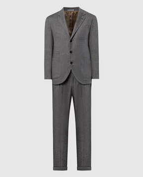 Brunello Cucinelli Серый костюм из шерсти и кашемира MN466LDNH