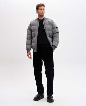Stone Island Серый пуховый бомбер со съемным патчем логотипа 811540228