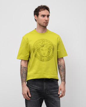 Versace Зеленая футболка с вышивкой логотип Medusa 10133021A13433