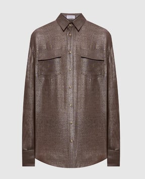 Brunello Cucinelli Коричнева блуза з вовною MB150NC106