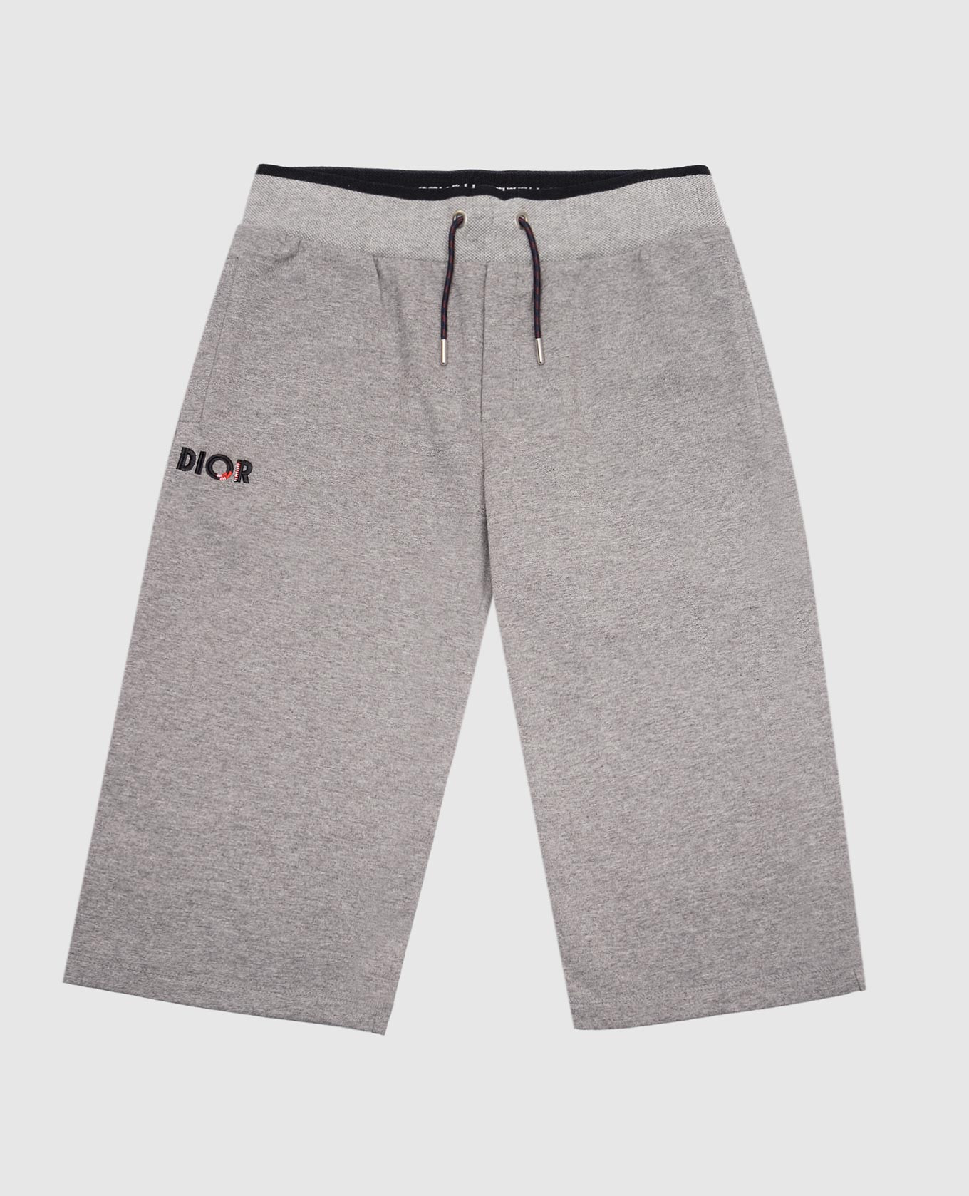 

Детские серые шорты с вышивкой логотипа, Серый, Шорты