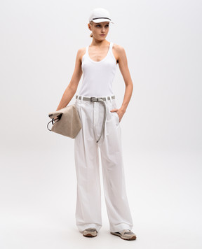 Brunello Cucinelli Белый топ в рубчик MH990BM110