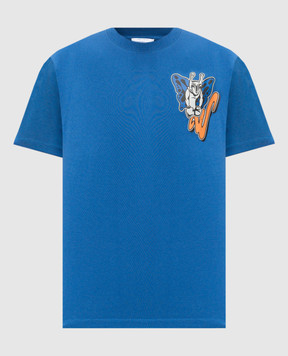 Off-White Синяя футболка с брендовым принтом OMAA027F24JER006