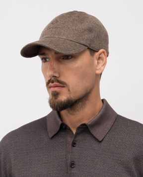 Loro Piana Коричнева кепка з кашеміру з логотипом FAF8520