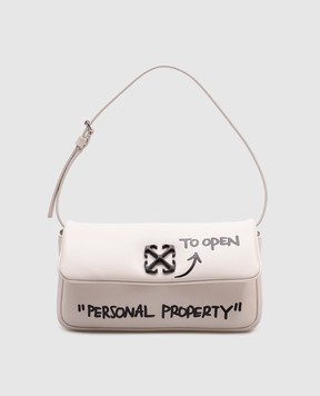 Off-White Бежевая кожаная сумка кросс-боди Jitney 0.7 Quote OWNN18BC99LEA001