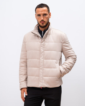 Kiton Бежевая куртка из шерсти и кашемира с логотипом UW1878V0411F