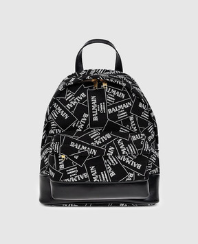 Balmain Дитячий чорний рюкзак в принт логотипа BX0Q38Z3379