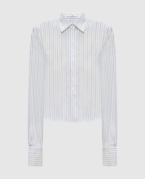 Ermanno Scervino Белая рубашка с шелком в полоску D462K730MJJ