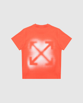 Off-White Дитяча помаранчева футболка Spray Arrow OBAA002S25JER009