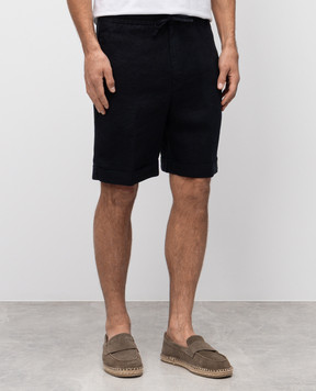 Canali Синие шорты из льна SG0320295606