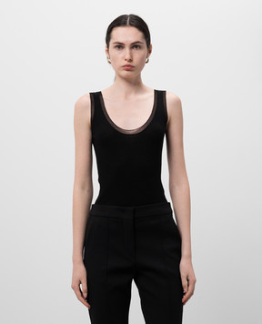 Max Mara Черный топ DYSER из шелка и шерсти DYSER