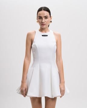 Balmain Біла сукня міні з патчем логотипа EF1R5087MG61