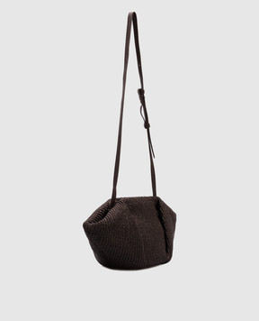 Brunello Cucinelli Черная плетеная сумка Pouch Marina из рафии. MB39D2697
