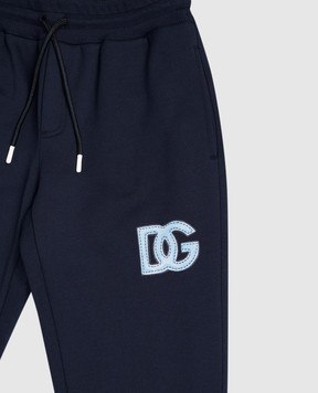 Dolce&Gabbana Детские синие спортивные штаны с принтом монограммы логотипа DG L4JPIGII7IJ36