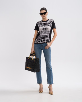 Balmain Черная футболка с принтом EF1EF000GE48