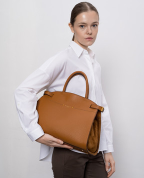 Gianni Chiarini Коричнева шкіряна сумка-тоут Farah з логотипом BS11466TKLCM