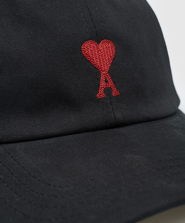 Ami Paris Черная кепка с вышивкой Ami de Coeur BFUCP006CO0051 изображение 4