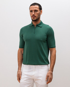 ISAIA Зеленое поло из шерсти с эмблемой MG8153YP005