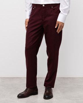 Brunello Cucinelli Бордовые брюки из шерсти с логотипом M038PF1010