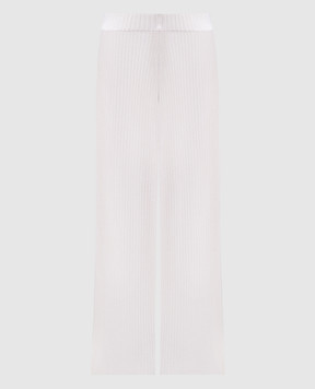 Allude Білі штани кльош з кашеміру в рубчик 25211148