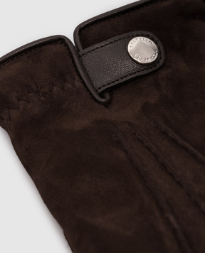 Brunello Cucinelli Коричневые замшевые перчатки MPMLV93608