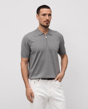 Cashmere&Whiskey Серое меланжевое поло MB004Z