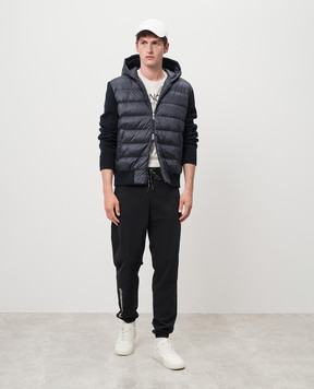Moncler Синяя комбинированная куртка с логотипом J20919B00022M1131