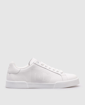 Dolce&Gabbana Белые кожаные кроссовки с логотипом DG CS2324AV066