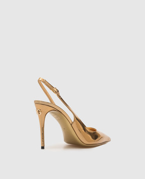 Dolce&Gabbana Золотисті шкіряні слінгбеки з логотипом DG CG0621AY828
