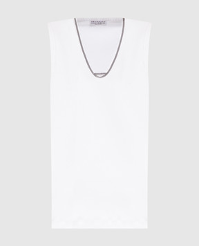 Brunello Cucinelli Білий топ в рубчик MG902HC500