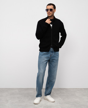 Versace Черная футболка с принтом логотипа 10139441A14377