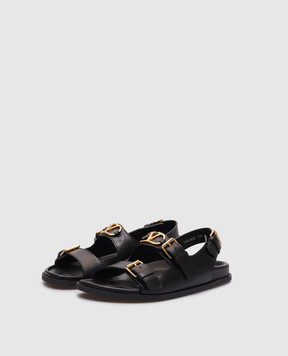 Valentino Черные кожаные сандалии с логотипом 6W2S0LK6BEK