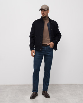 Canali Синій бомбер з вовни і кашеміру зі знімним жилетом SG02870O40992