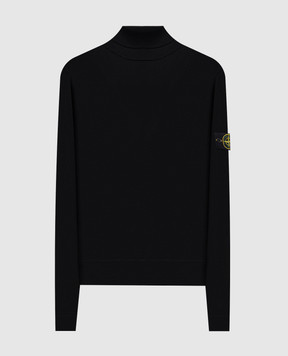Stone Island Чорний гольф з вовни з логотипом K2S155100025S00C4