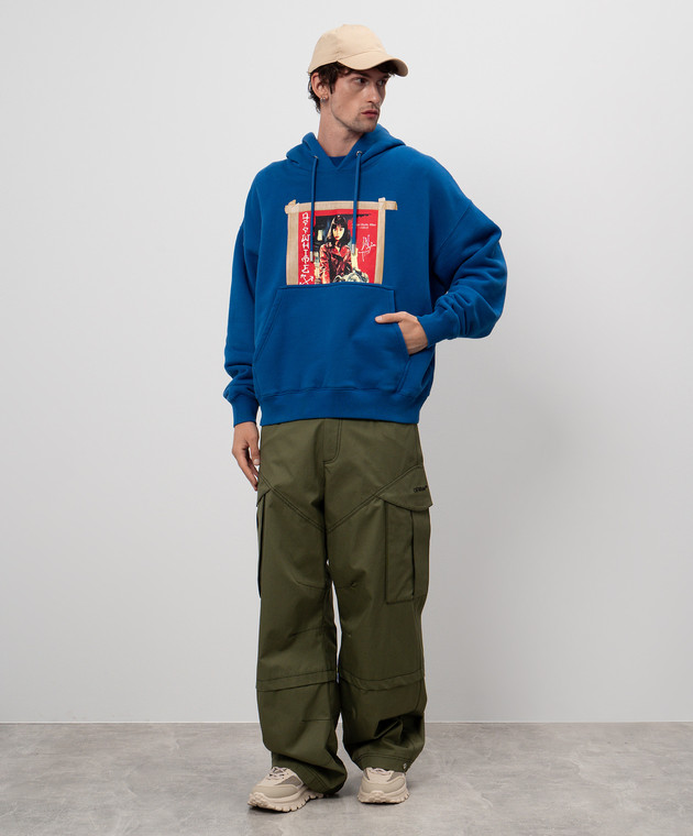 Off-White Синие худи с принтом OMBB085F24FLE00Q изображение 2