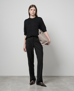 Helmut Lang Чорний джемпер з вовною з візерунком логотипа O02HW701