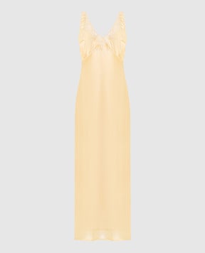 Twinset Жовта сукня міді з мереживом 251TP2370