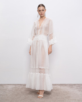 Ermanno Scervino Біла сукня максі з рамі з мереживом D464Q615FWF