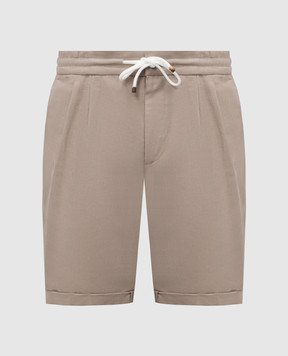 Brunello Cucinelli Бежевые шорты с льном MH255U0020
