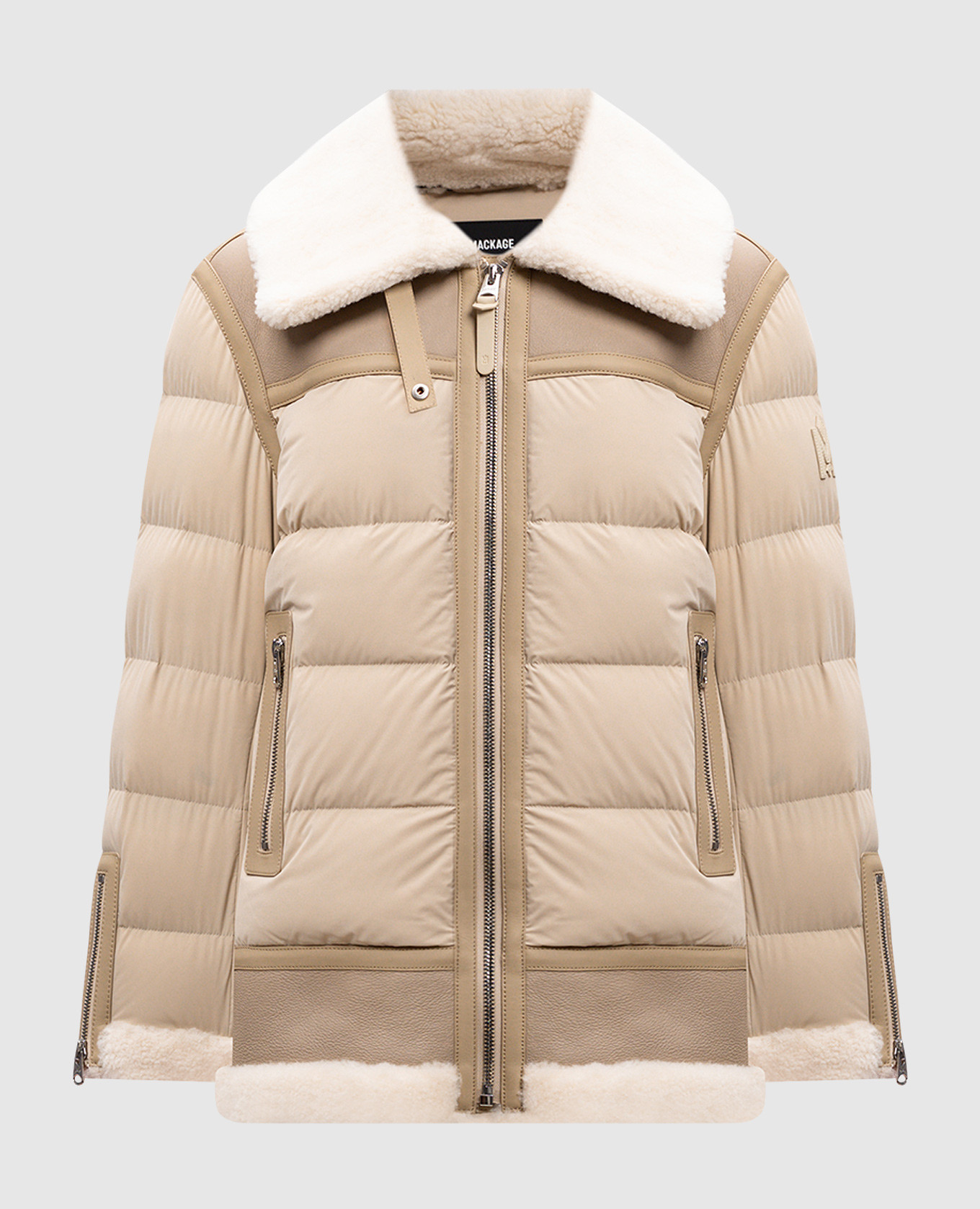 

Бежевая комбинированная пуховая куртка Vanna, Бежевый, Куртки