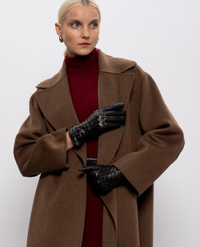 Sermoneta Gloves Чорні шкіряні рукавички з плетінням BW