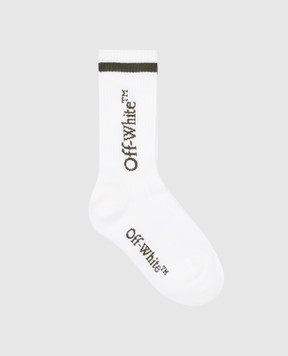 Off-White Белые носки с контрастным узором логотипа OWRA03DF24KNI001