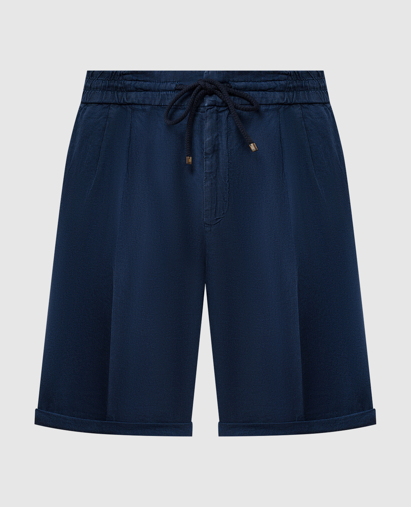 Blue linen shorts with lapels