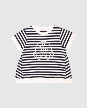 Moncler ENFANT Дитяча синя футболка в смужку з емблемою логотипа K19548C0002089AGB810