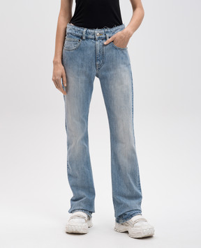 Balenciaga Голубые джинсы клеш с эффектом потертости 814225TRW59